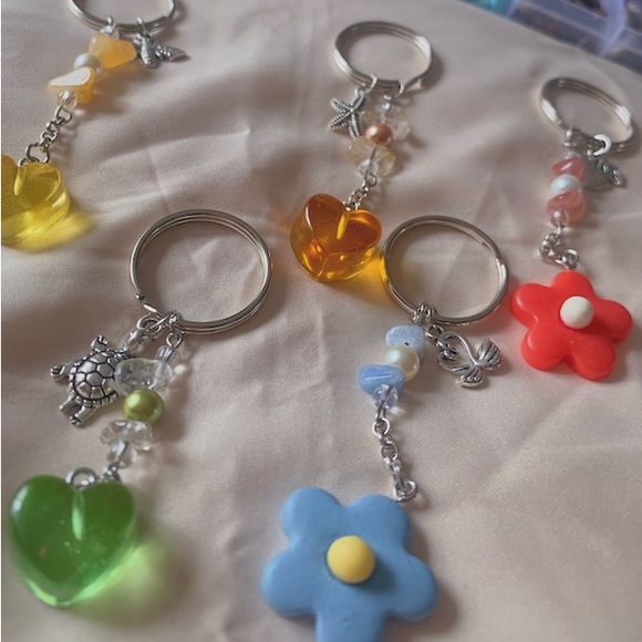 Handmade red apple flower Keychain - Picture 5 of 6